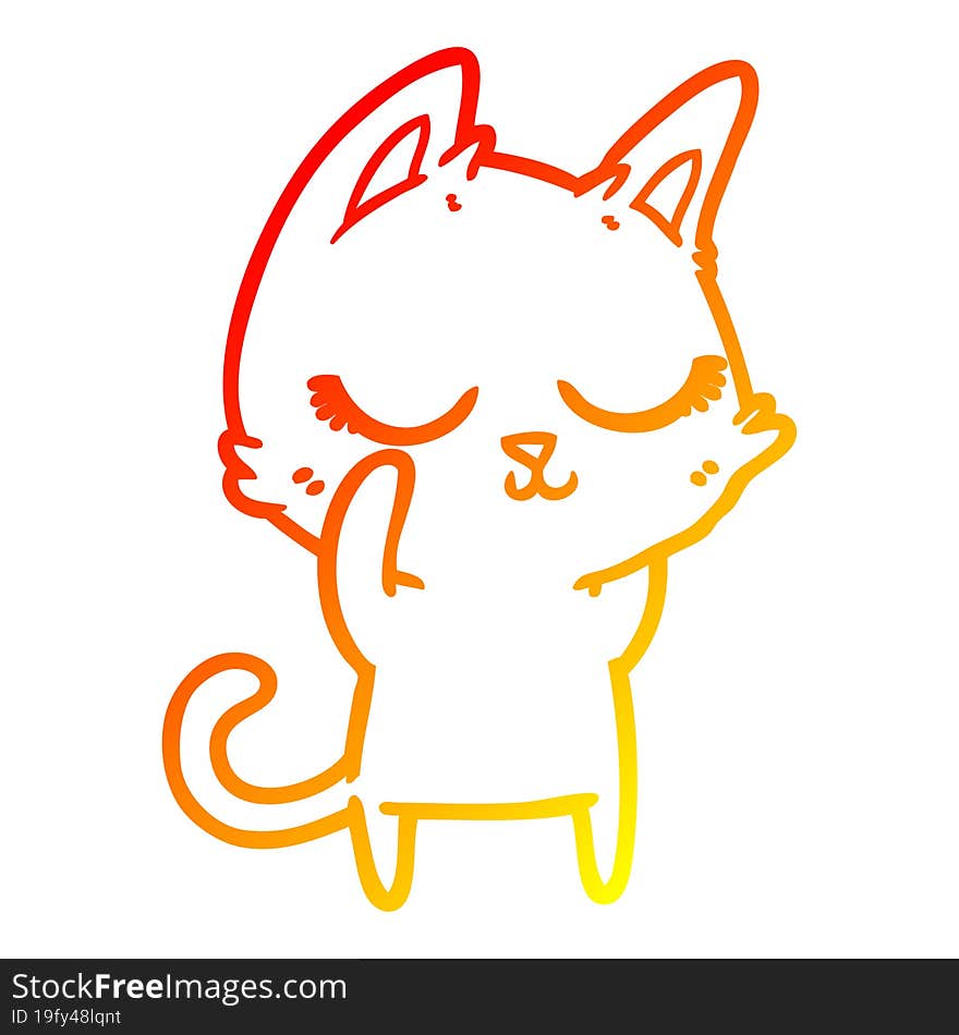 warm gradient line drawing calm cartoon cat