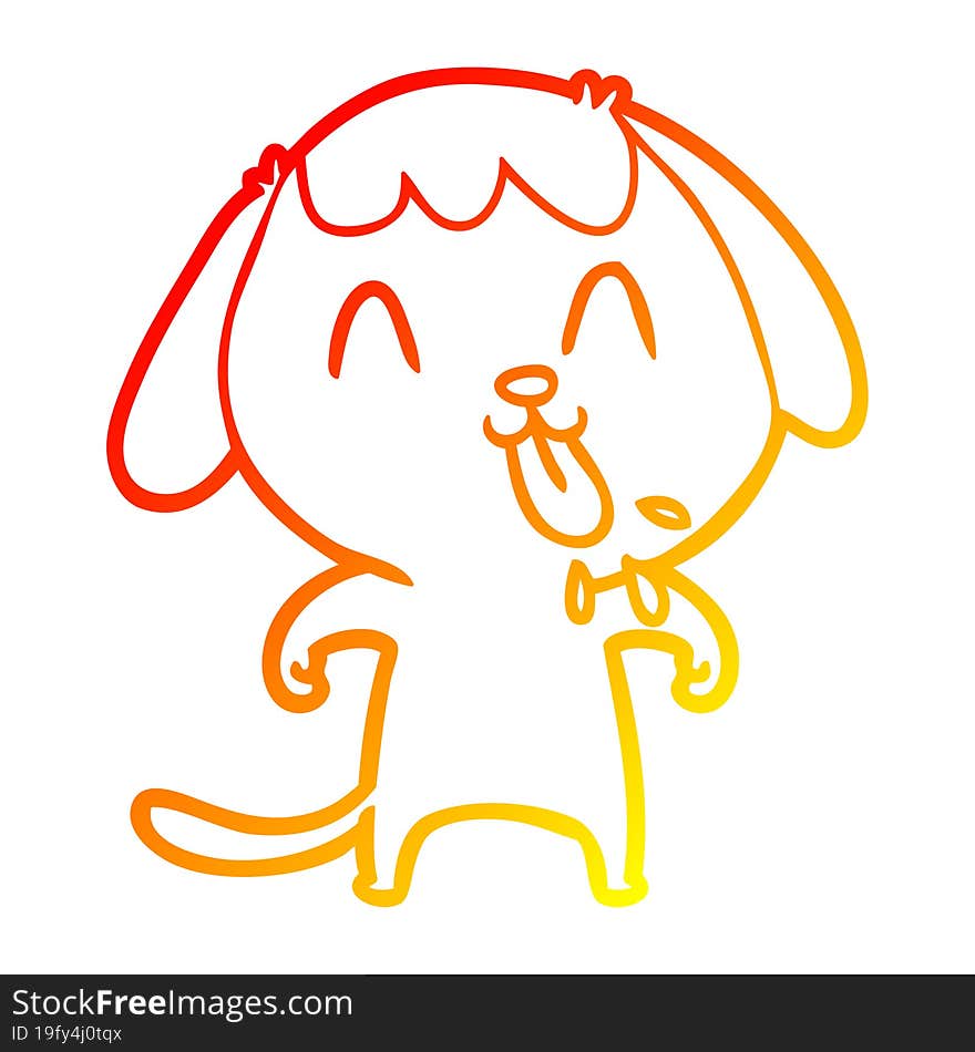 warm gradient line drawing of a cute cartoon dog