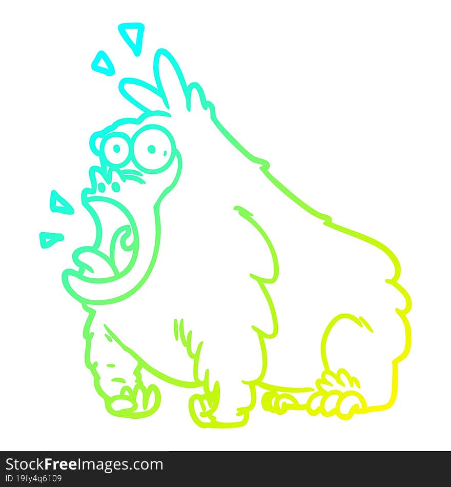 cold gradient line drawing cartoon shouting gorilla