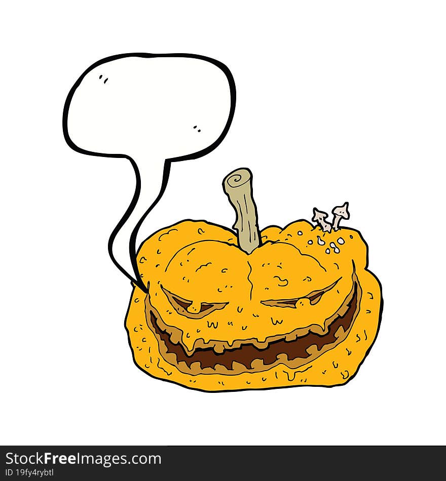 cartoon halloween pumpkin with speech bubble