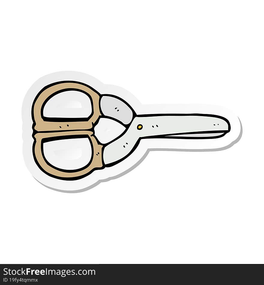 sticker of a cartoon scissors