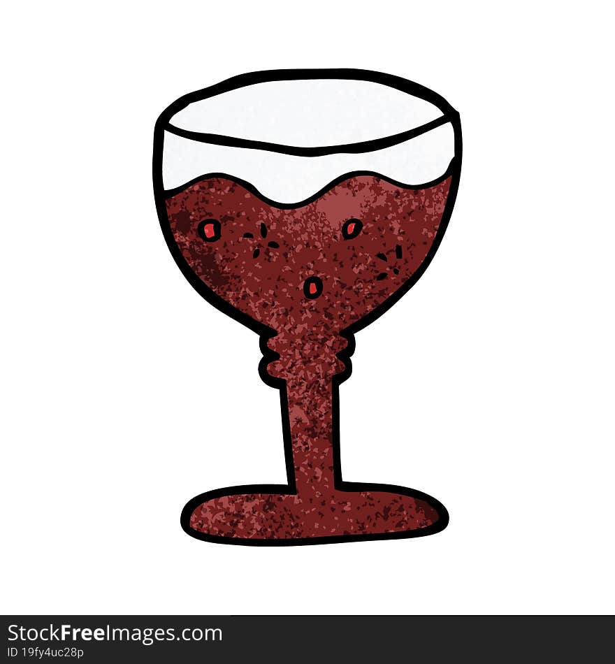 Cartoon Doodle Glass Of Red Wine