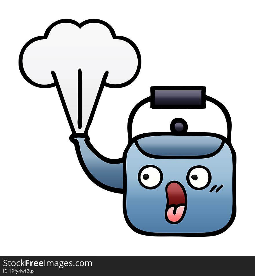 Gradient Shaded Cartoon Steaming Kettle