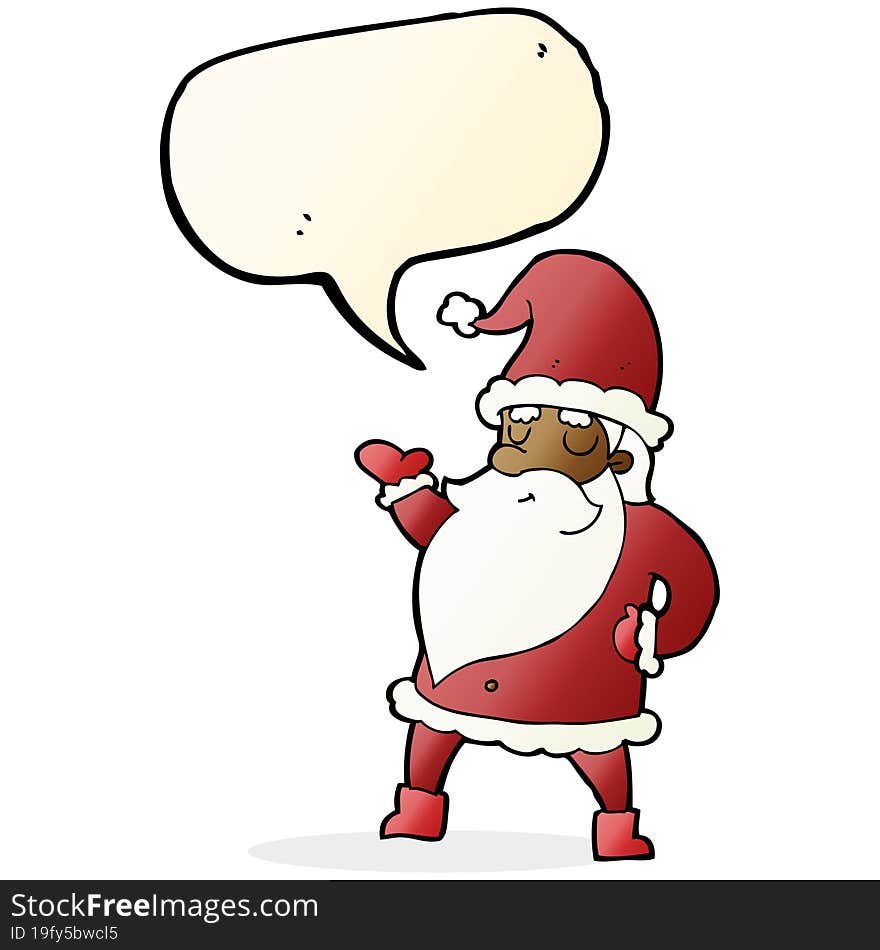 cartoon santa claus with speech bubble