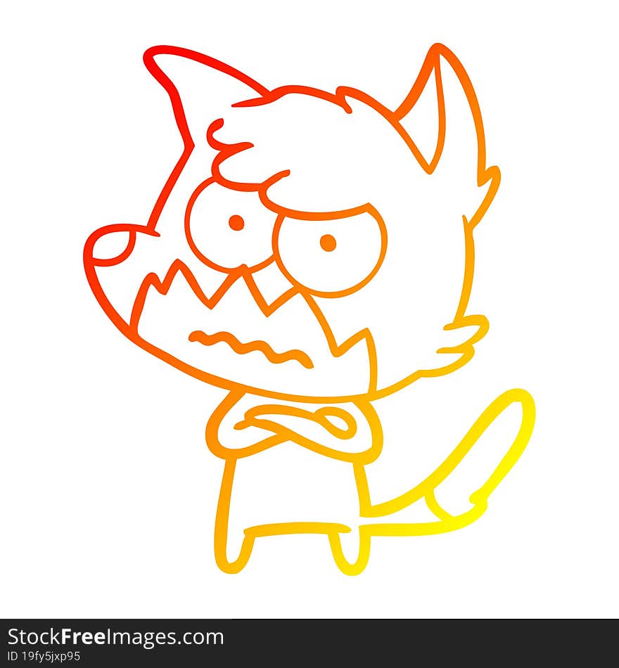 warm gradient line drawing cartoon annoyed fox