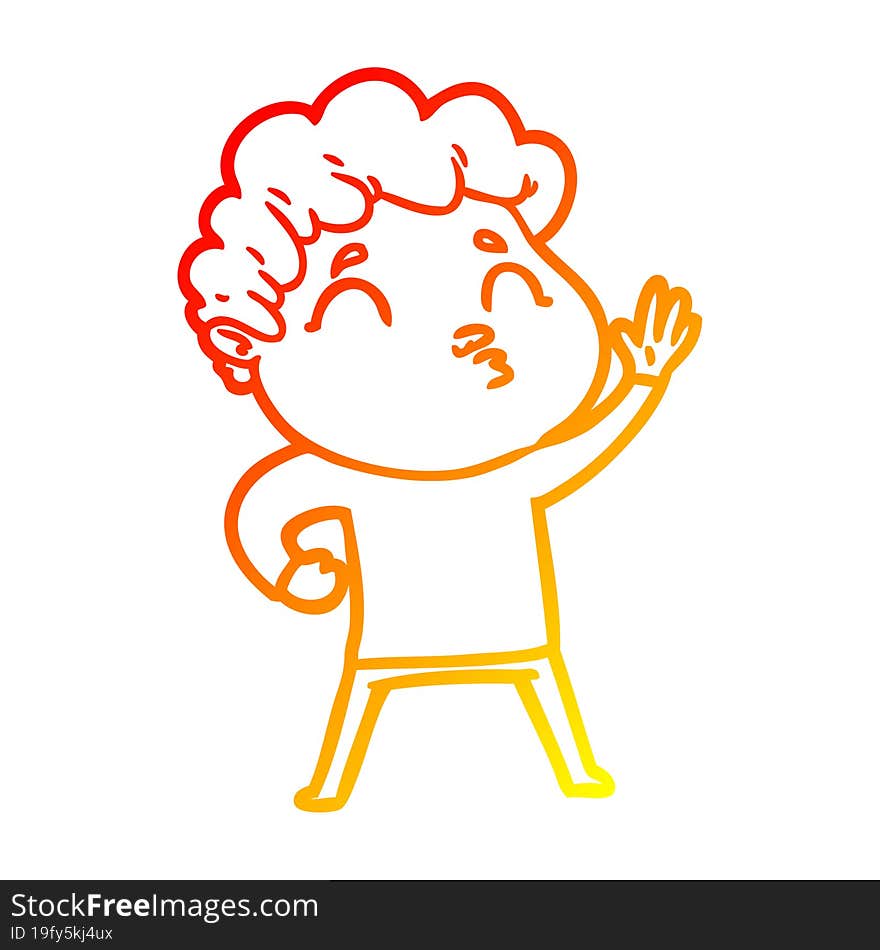 warm gradient line drawing cartoon man pouting