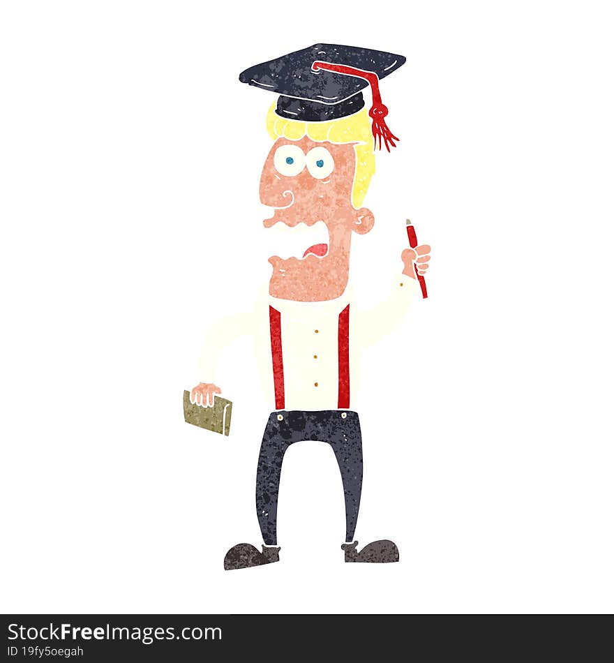 Retro Cartoon Stressed Student