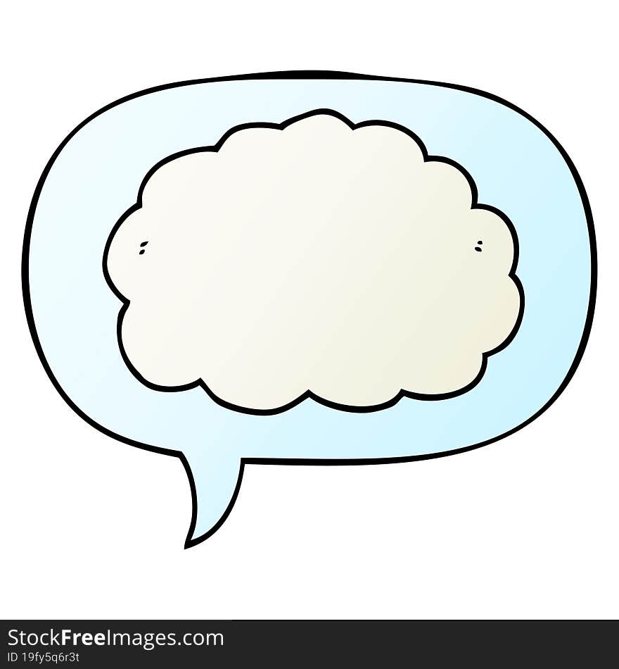 cartoon cloud and speech bubble in smooth gradient style