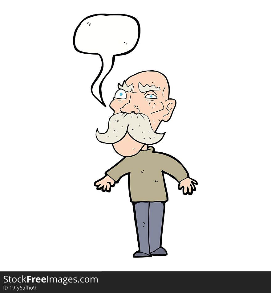 Cartoon Angry Old Man With Speech Bubble