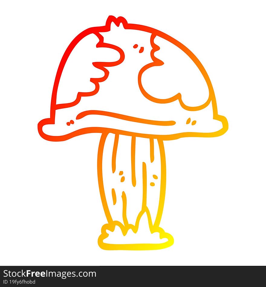 warm gradient line drawing cartoon wild mushroom