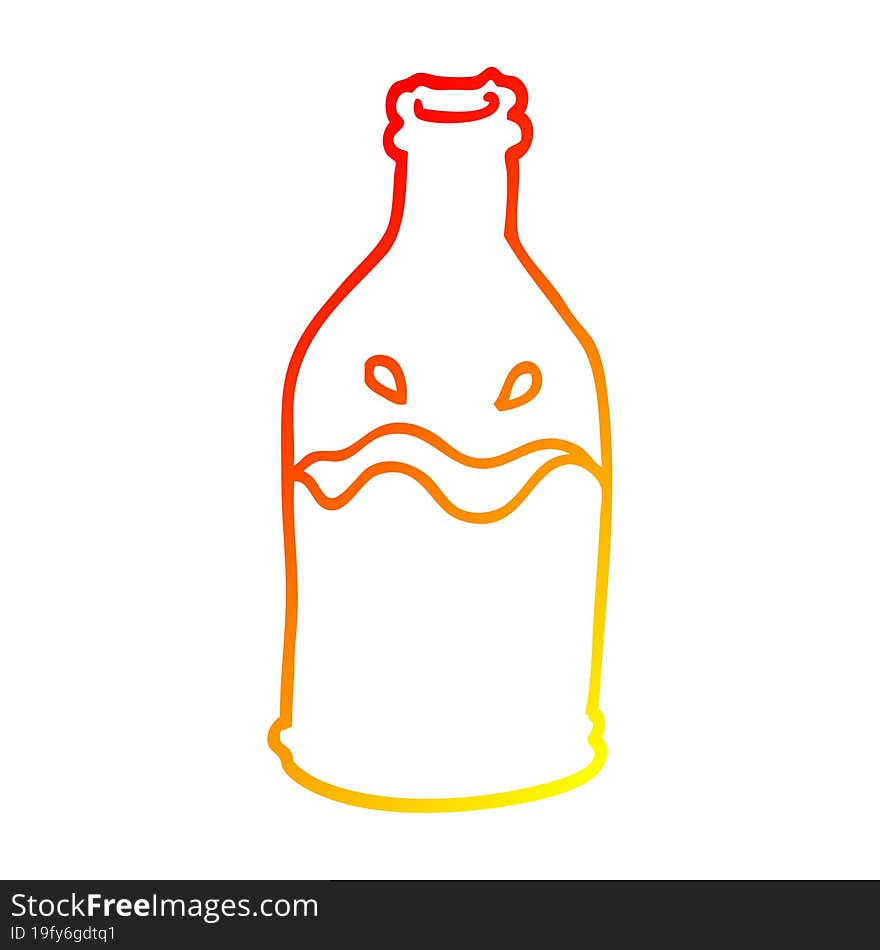 Warm Gradient Line Drawing Cartoon Green Bottle