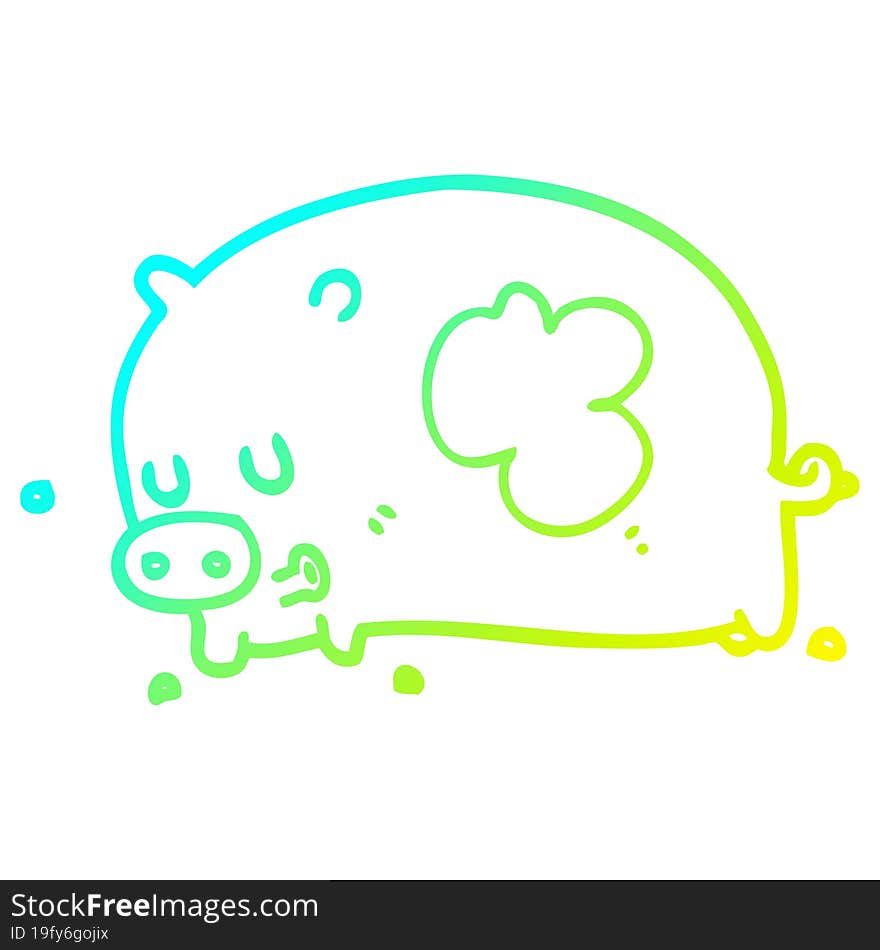 cold gradient line drawing cute cartoon pig