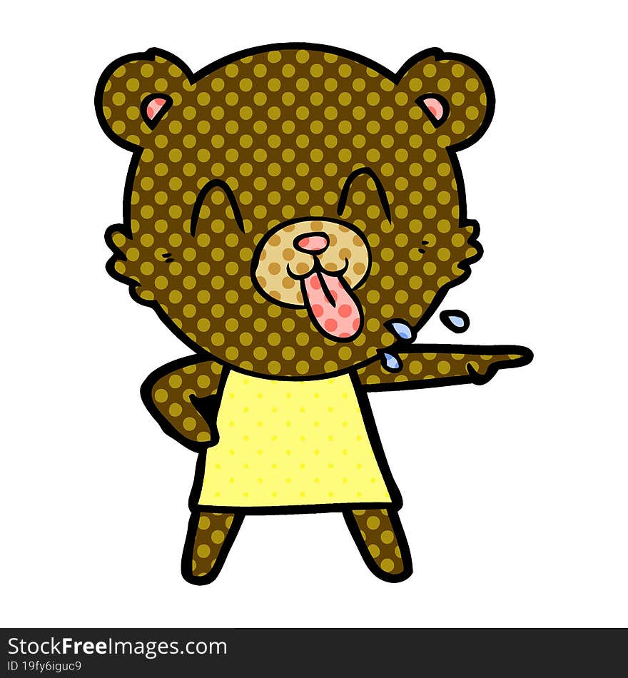 rude cartoon bear pointing. rude cartoon bear pointing