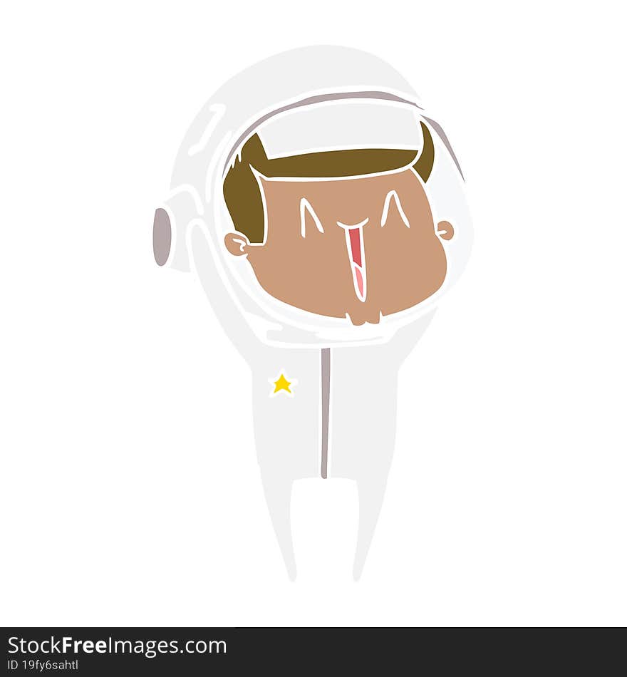 happy flat color style cartoon astronaut