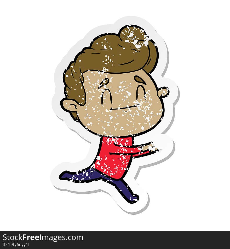 distressed sticker of a running cartoon man