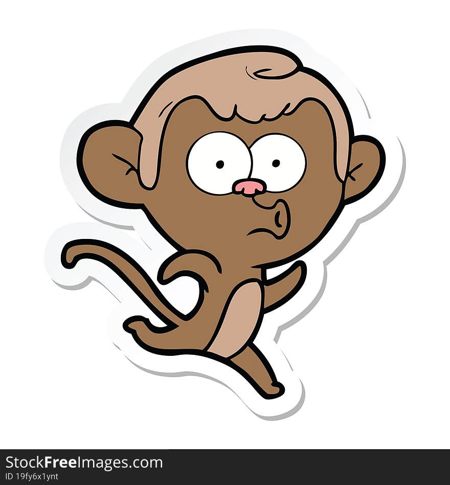 sticker of a cartoon surprised monkey