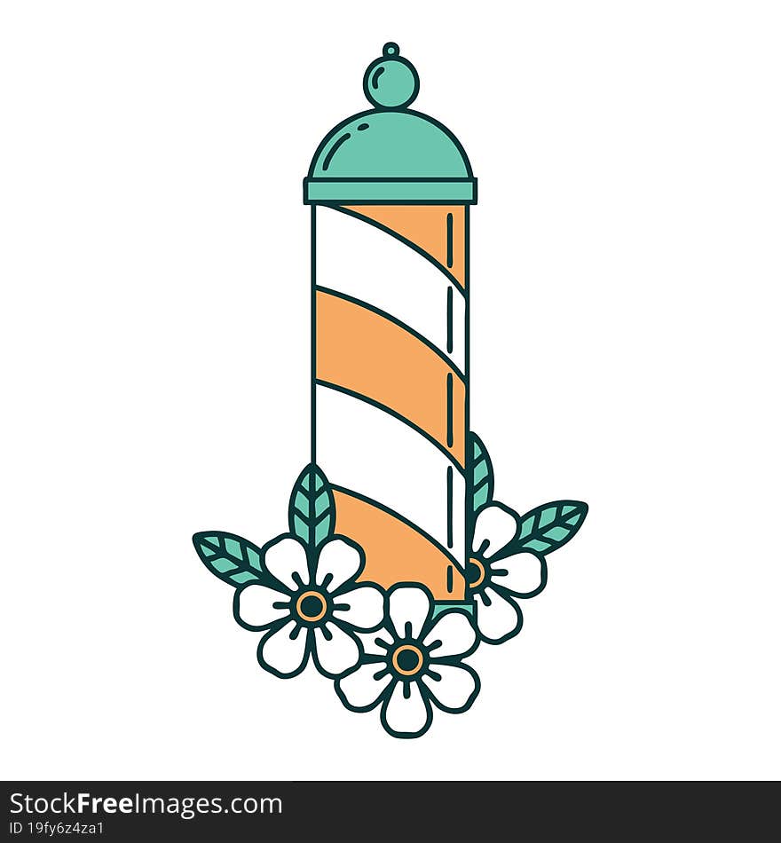 iconic tattoo style image of a barbers pole. iconic tattoo style image of a barbers pole