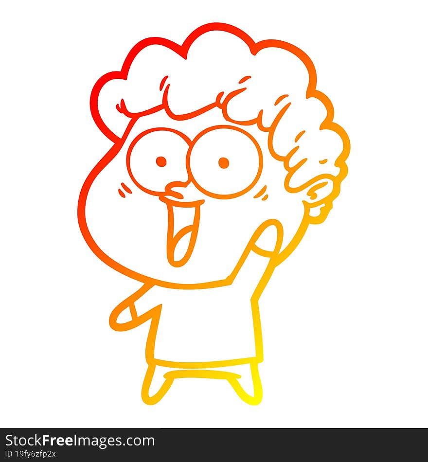 warm gradient line drawing cartoon happy man