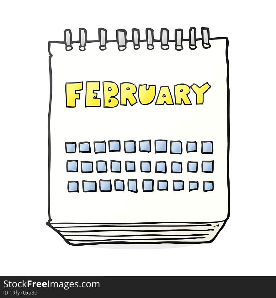 Cartoon Calendar Showing Month Of February