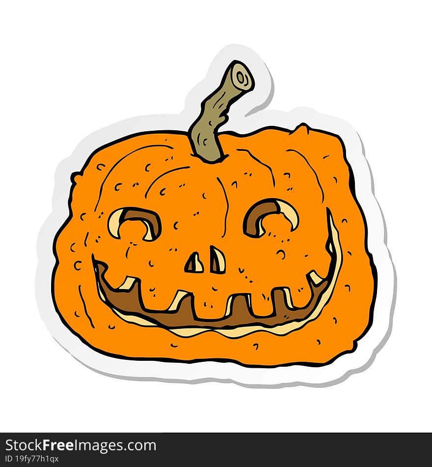 sticker of a cartoon pumpkin