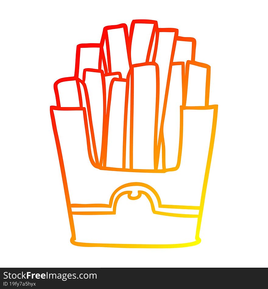 warm gradient line drawing junk food fries