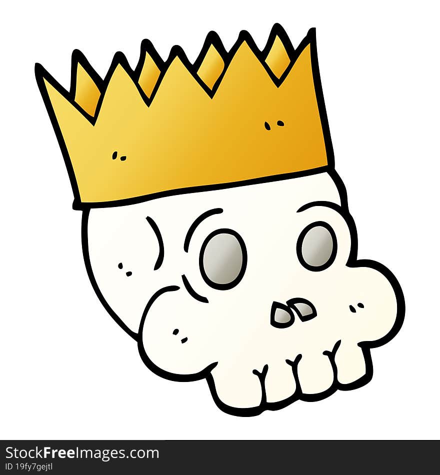 vector gradient illustration cartoon skull wearing crown