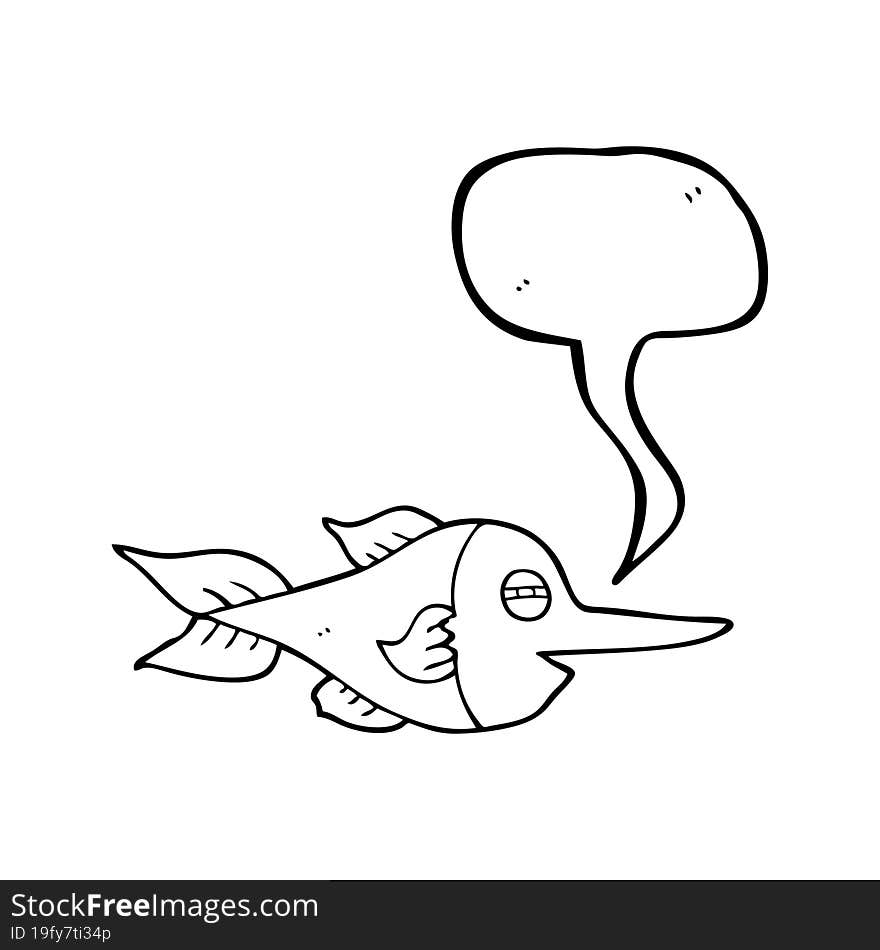 freehand drawn speech bubble cartoon swordfish