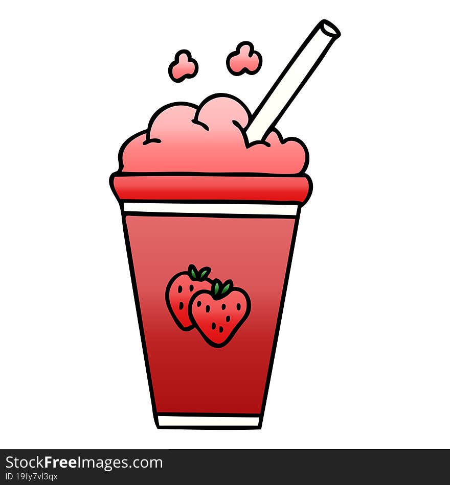 quirky gradient shaded cartoon strawberry milkshake