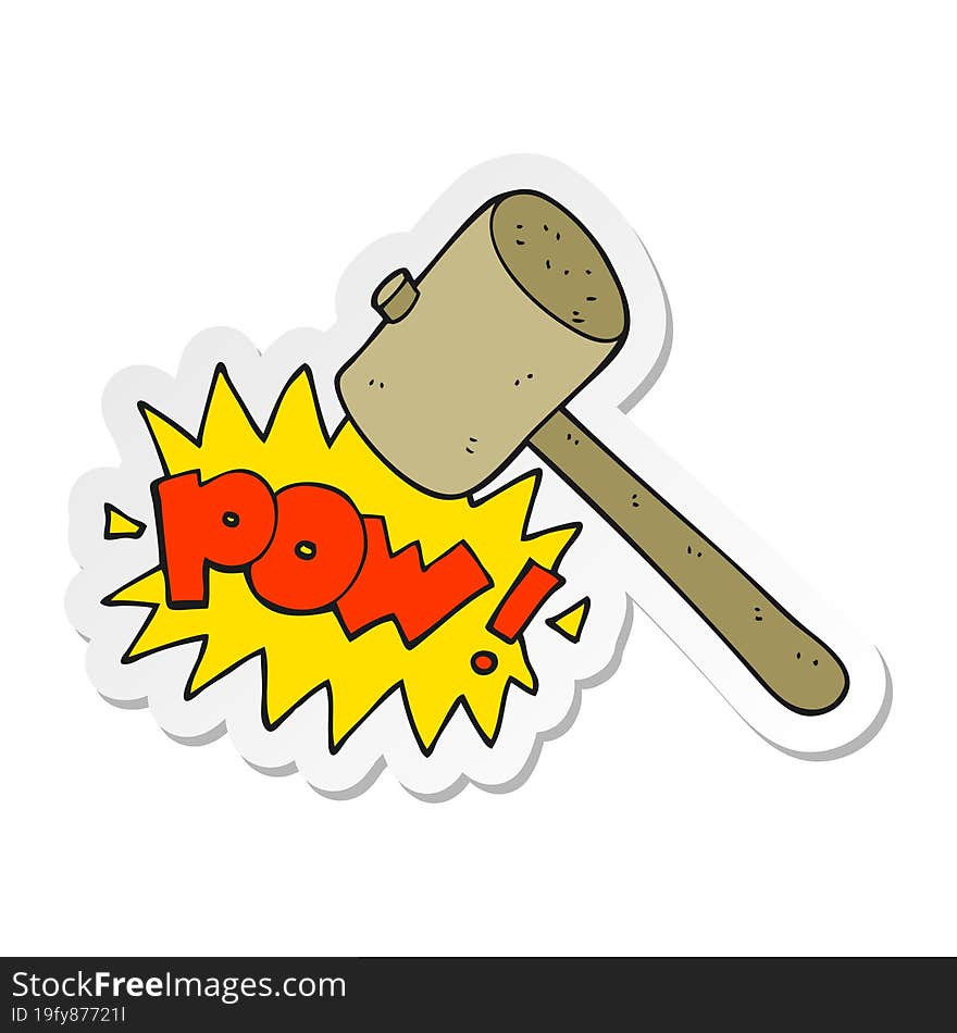 sticker of a cartoon wooden mallet