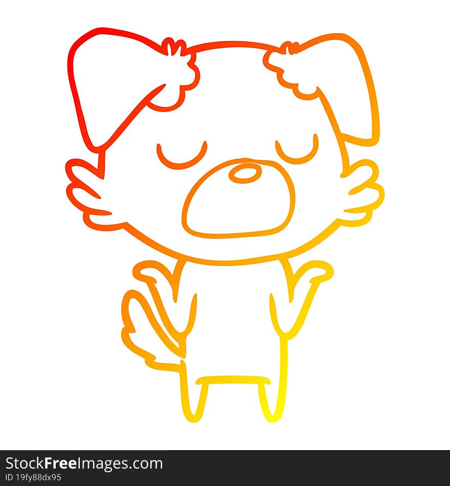 warm gradient line drawing cartoon dog shrugging shoulders