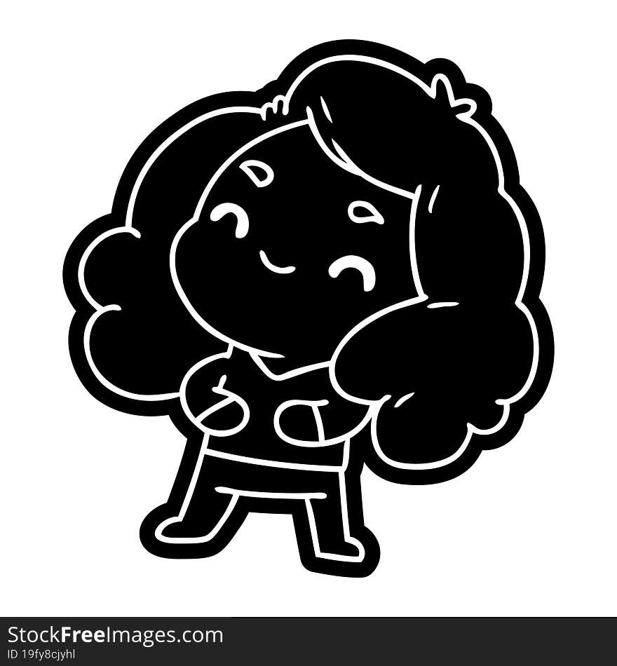 cartoon icon of a cute kawaii girl