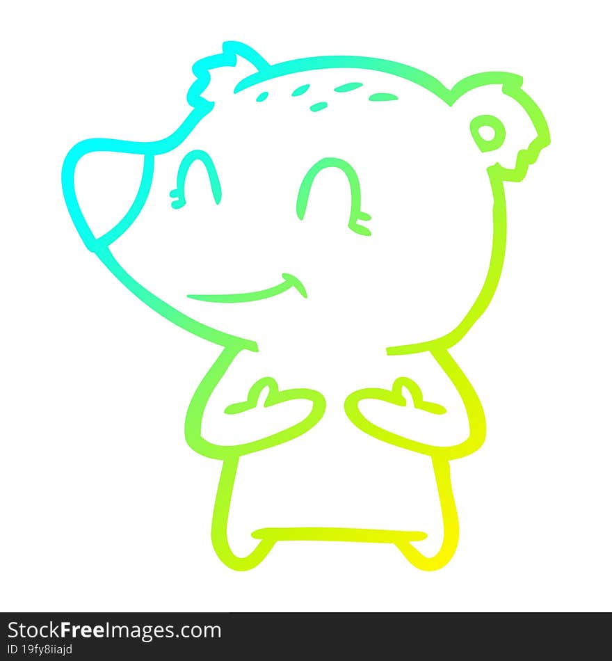 cold gradient line drawing friendly bear cartoon