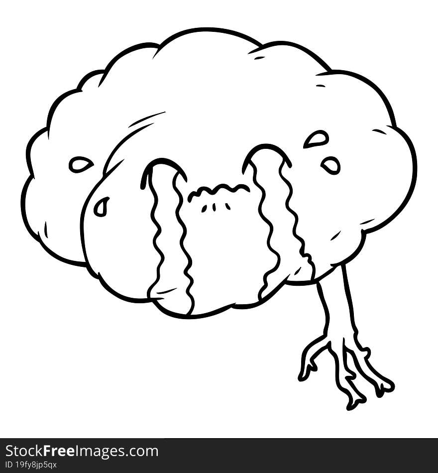 cartoon brain with headache. cartoon brain with headache