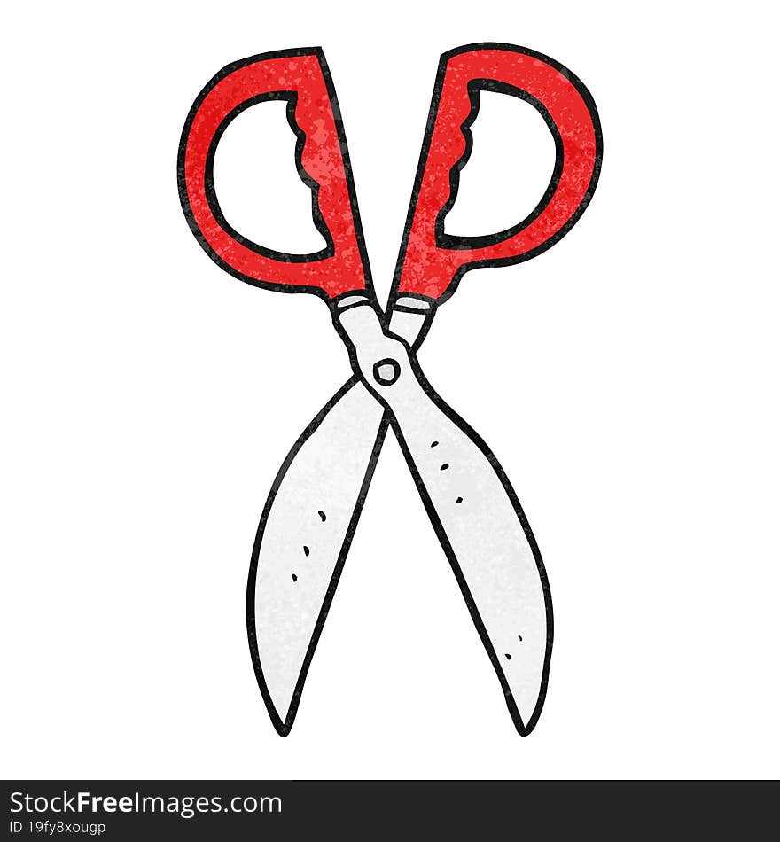 freehand textured cartoon pair of scissors