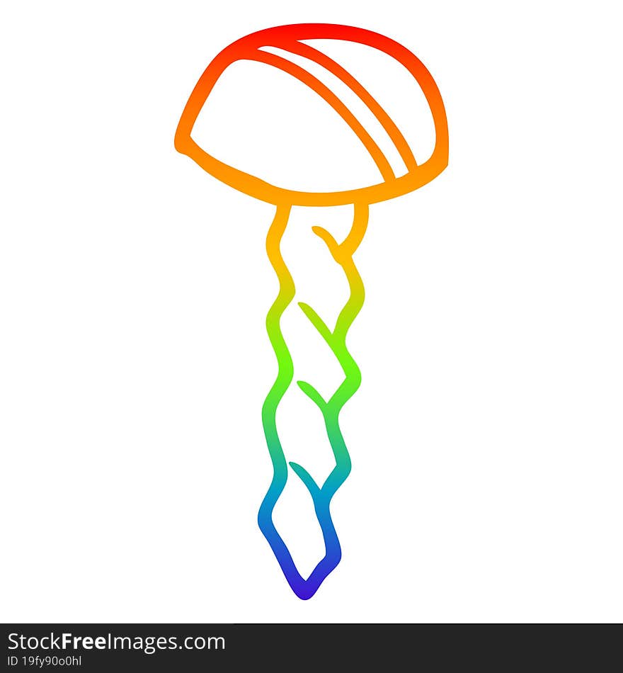 Rainbow Gradient Line Drawing Cartoon Old Brass Screw