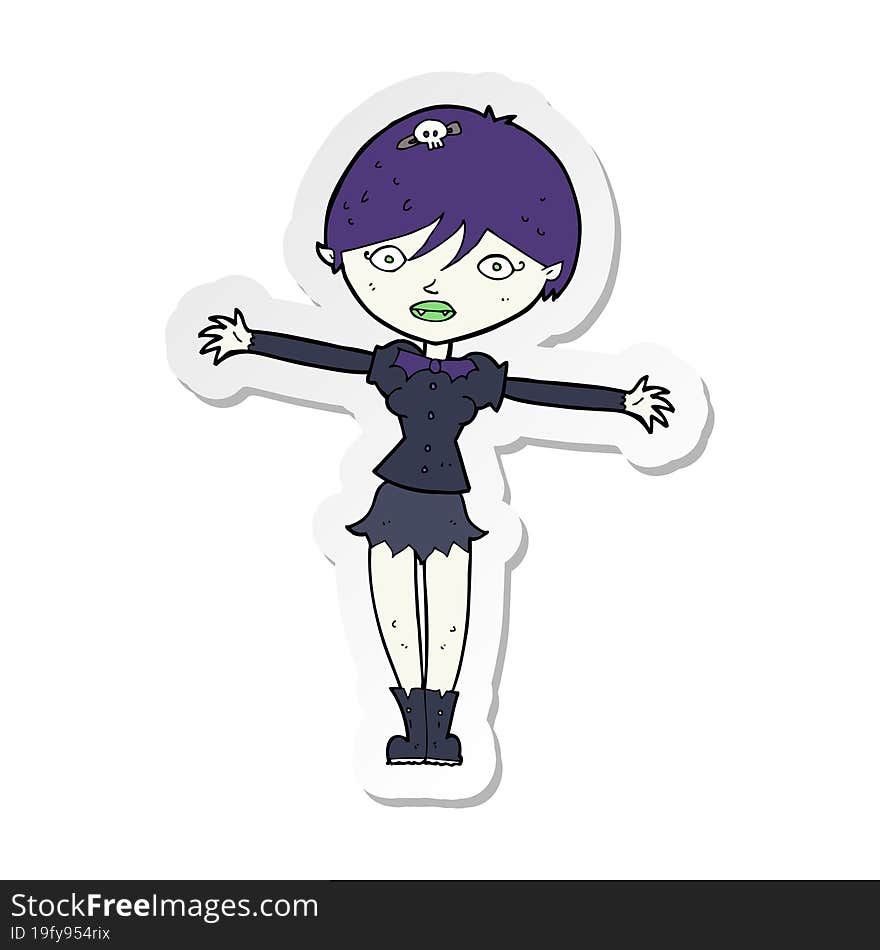 sticker of a cartoon vampire girl