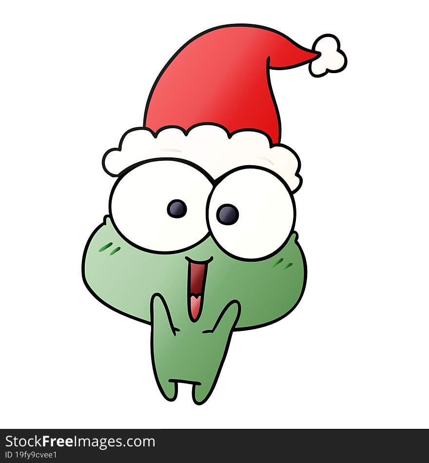 hand drawn christmas gradient cartoon of kawaii frog