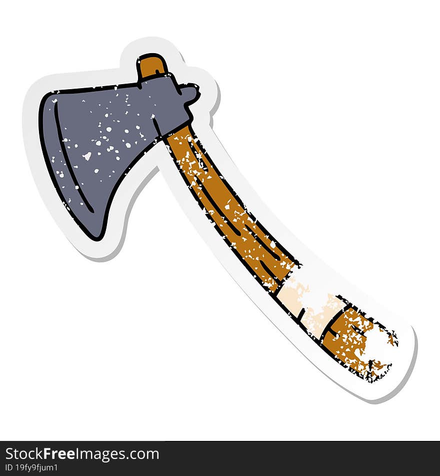 distressed sticker cartoon doodle of a garden axe