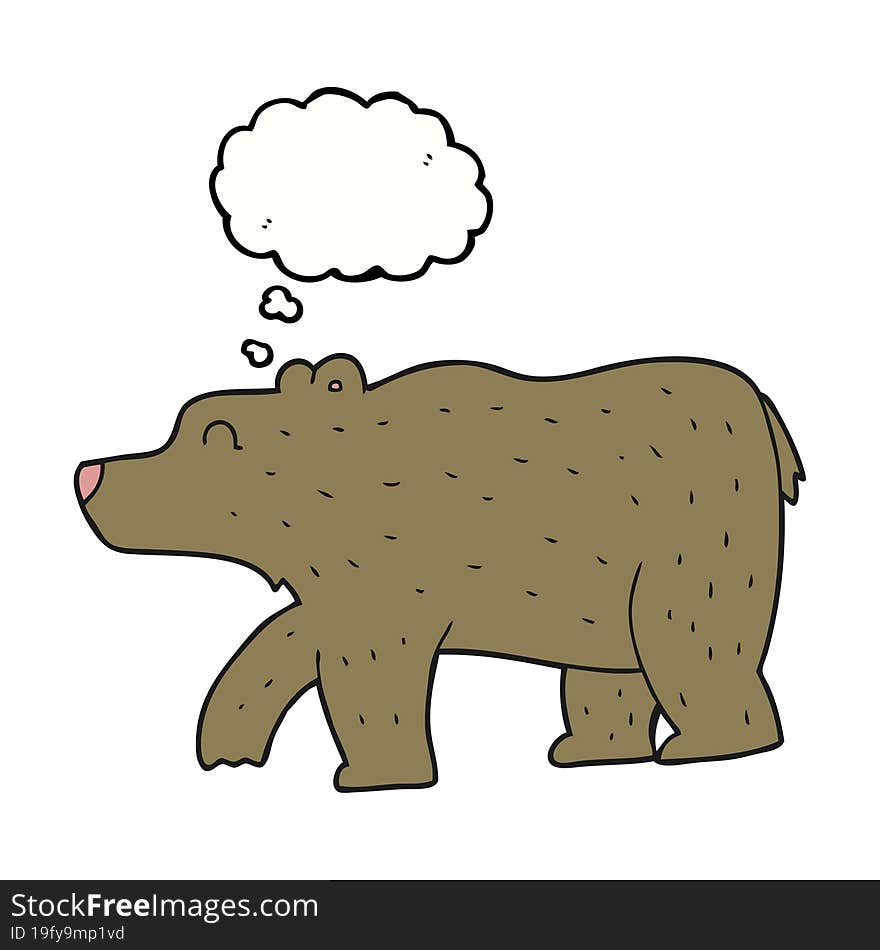 freehand drawn thought bubble cartoon bear