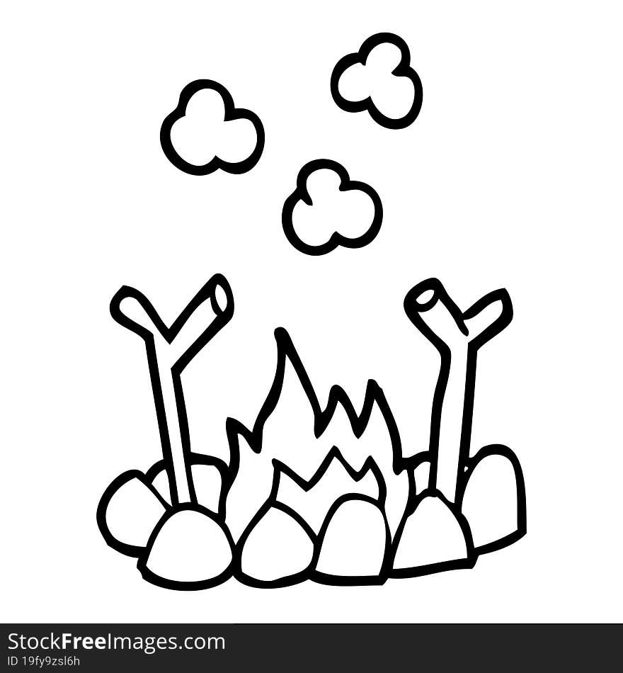 Line Drawing Cartoon Camp Fire