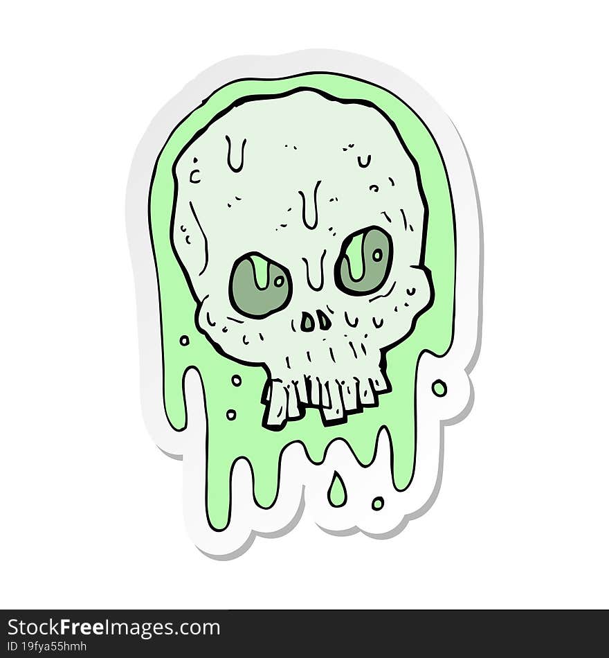 sticker of a cartoon slimy skull