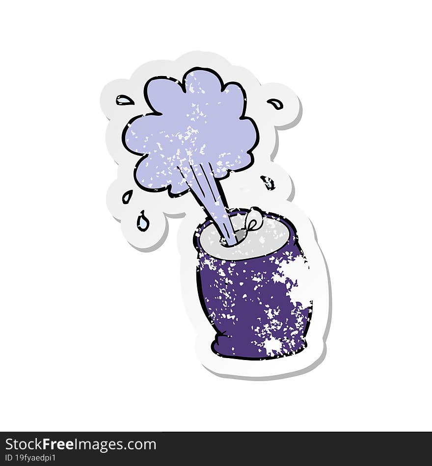 Retro Distressed Sticker Of A Cartoon Fizzing Soda Can