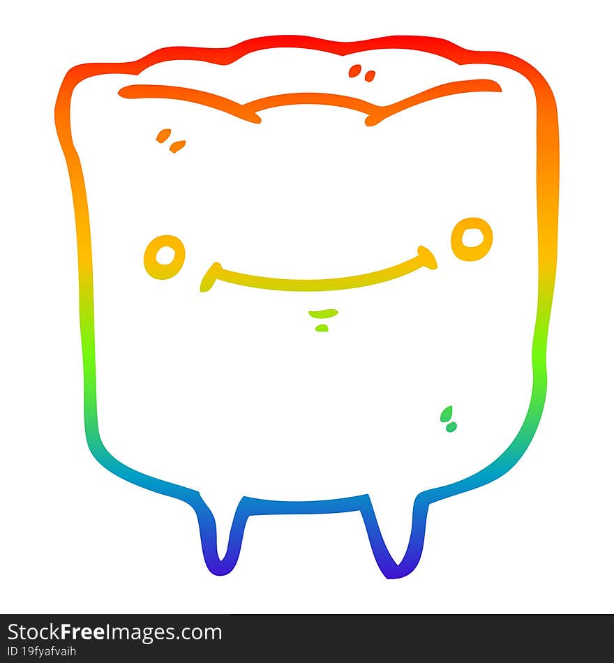 rainbow gradient line drawing cartoon happy tooth