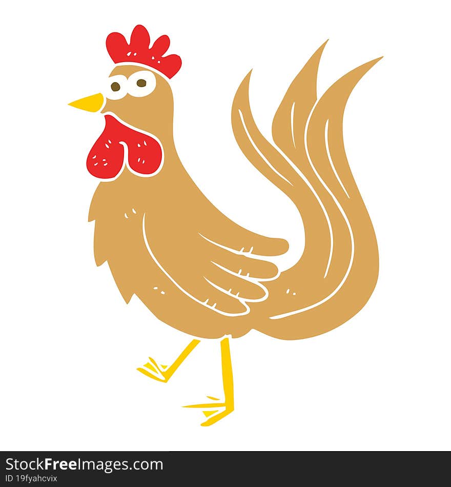 flat color illustration of a cartoon cock