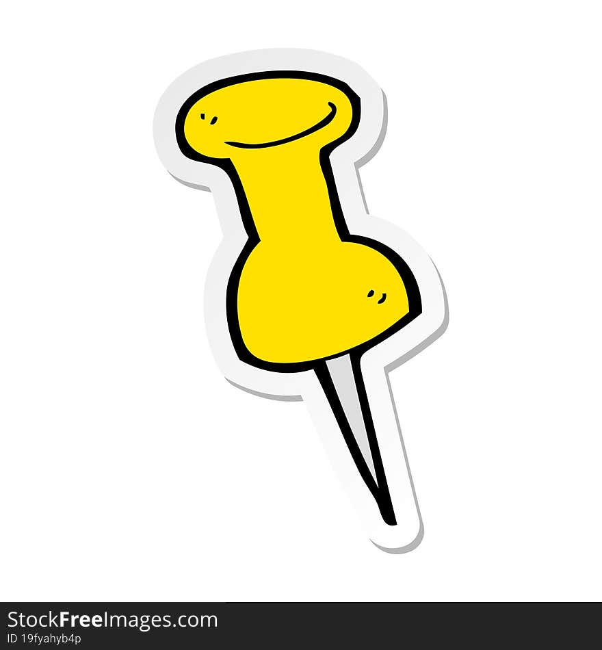 Sticker Of A Cartoon Drawing Pin