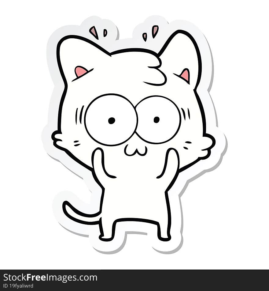 sticker of a cartoon surprised cat