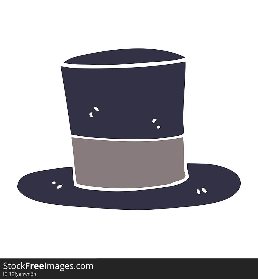 flat color style cartoon top hat