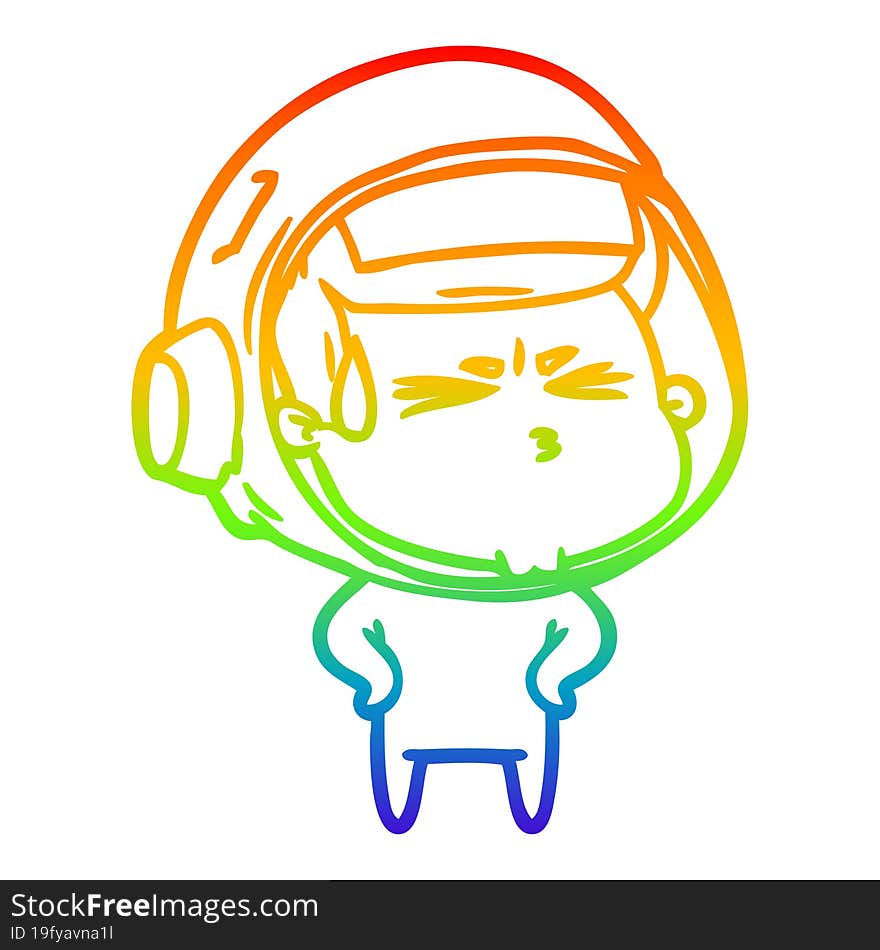 rainbow gradient line drawing cartoon stressed astronaut