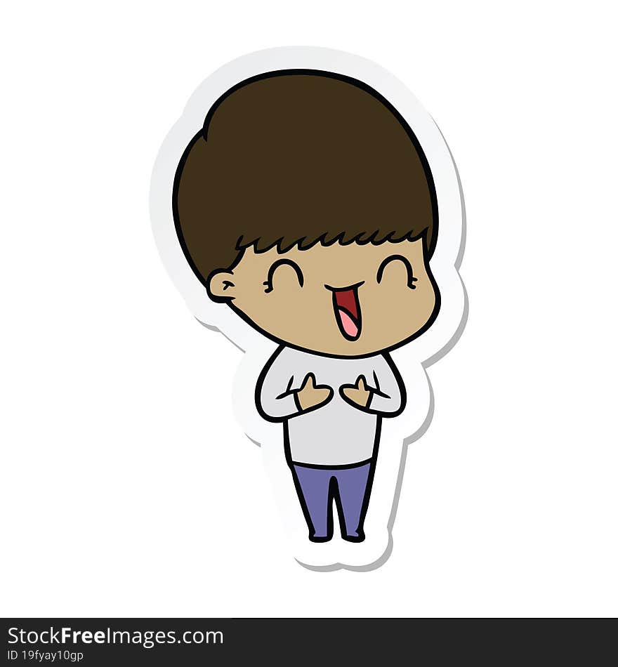 Sticker Of A Happy Cartoon Boy