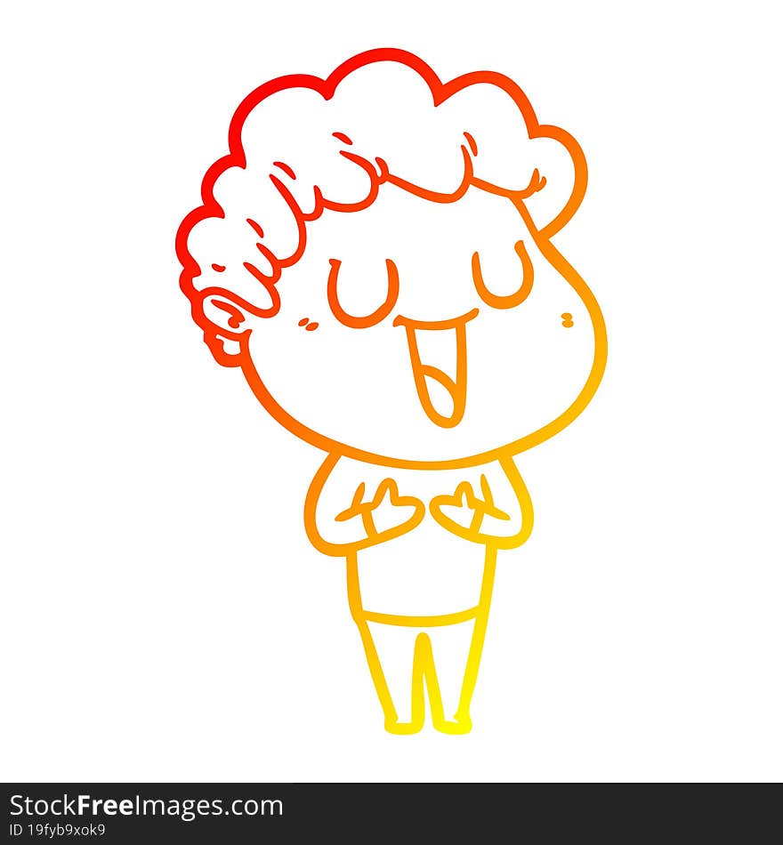 warm gradient line drawing of a laughing cartoon man